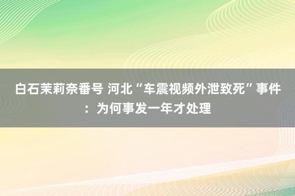 白石茉莉奈番号 河北“车震视频外泄致死”事件：为何事发一年才处理